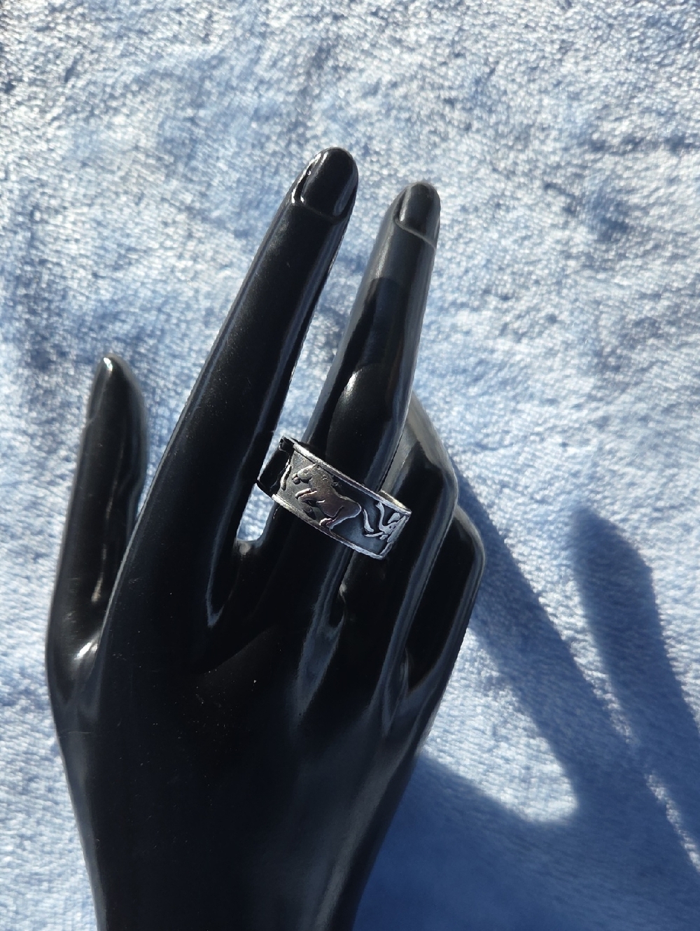 Mexican 925 Sterling Men Band Ring - Black/Silver Sizes 11